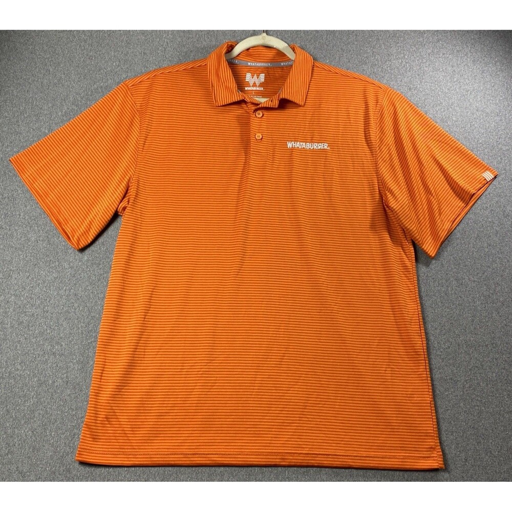 Whataburger Polo Shirt Orange Striped Mens Large L